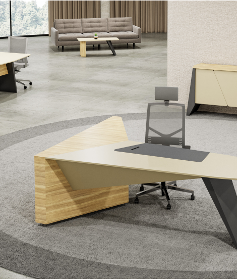 ست میز مدیریت 1007 فرامین دارای میز و کنسول و جلو مبلی